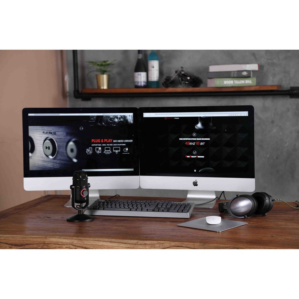 Thronmax MDrill Dome Plus USB Microphone with Tabletop Stand, Jet Black