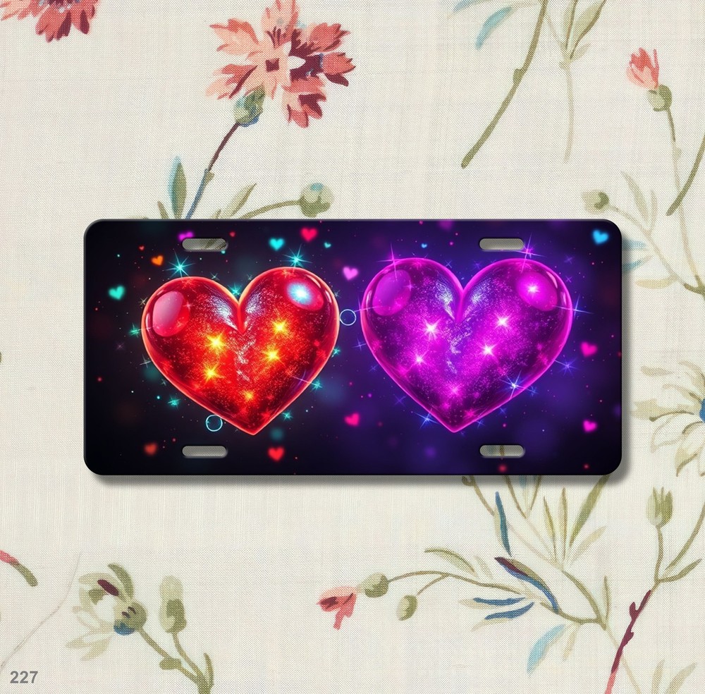 Premium Hearts License Plate Optional Text Decorative Plate Gift Idea