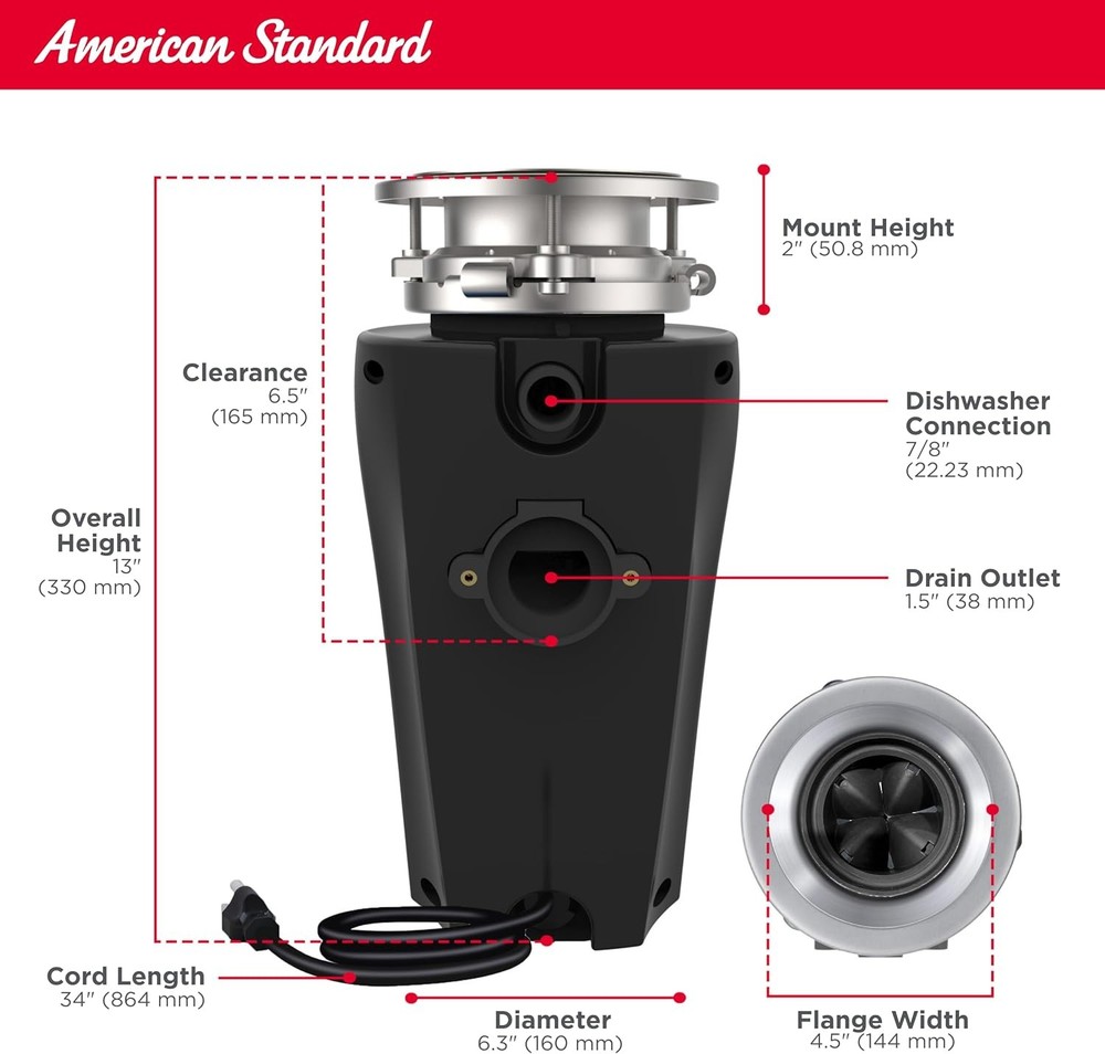 10-US-AS-3 Garbage Disposal Anti-Jam Stainless Steel Food Waste Grinding System