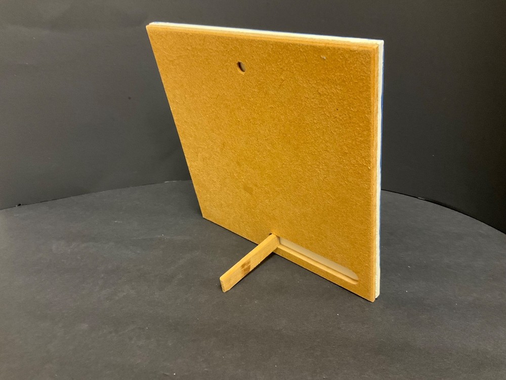 Tropical Yellow Fish & Deep Blue 8x8 in. Ceramic Tile with Backing & Stand