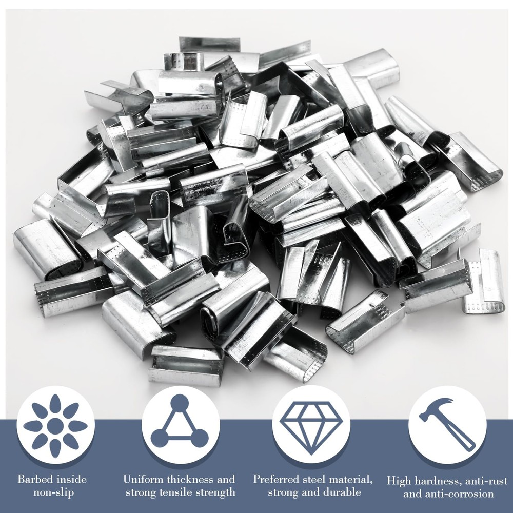 Blulu 2000 Pcs Packaging Strapping Open Serrated Seals for 1/2" Strap Width P...