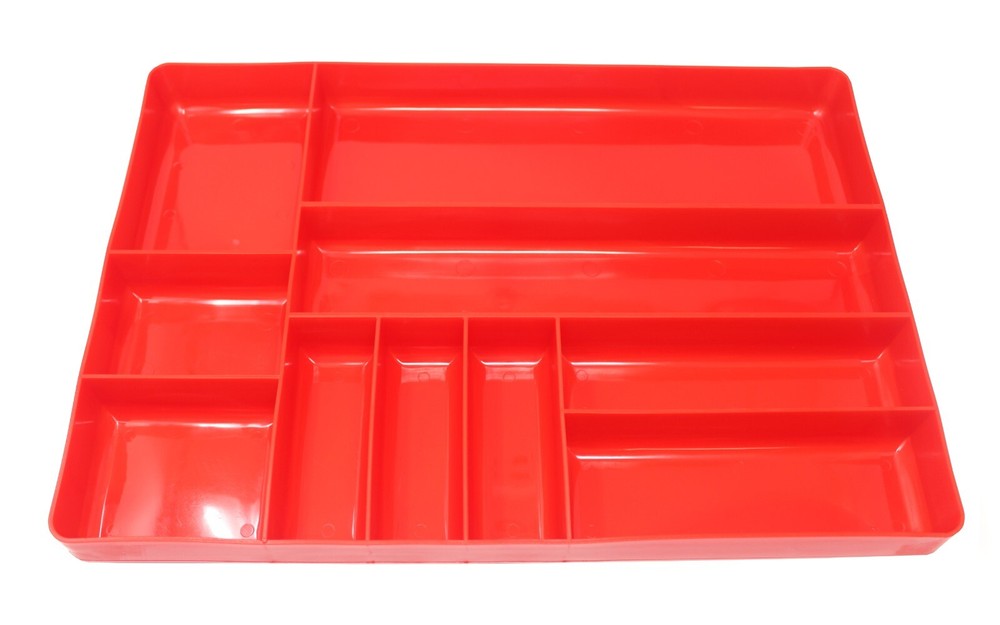 JSP Manufacturing Red Stackable Lightweight 10 Compartment Organizer Tray