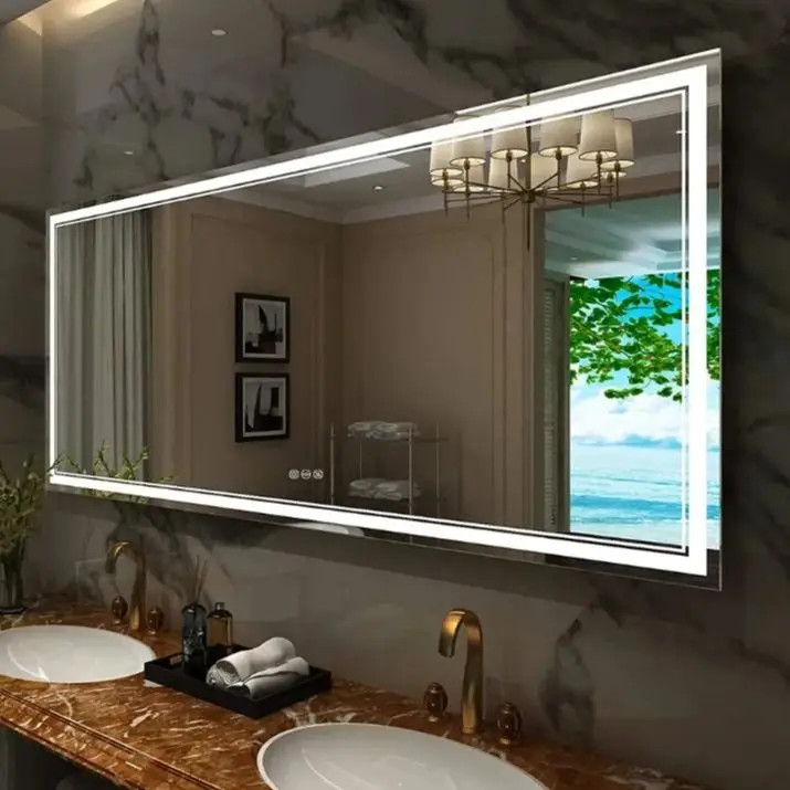 Jumbo-Large Illuminated LED Bathroom Mirror Front and Backlit Light Wall Mounted
