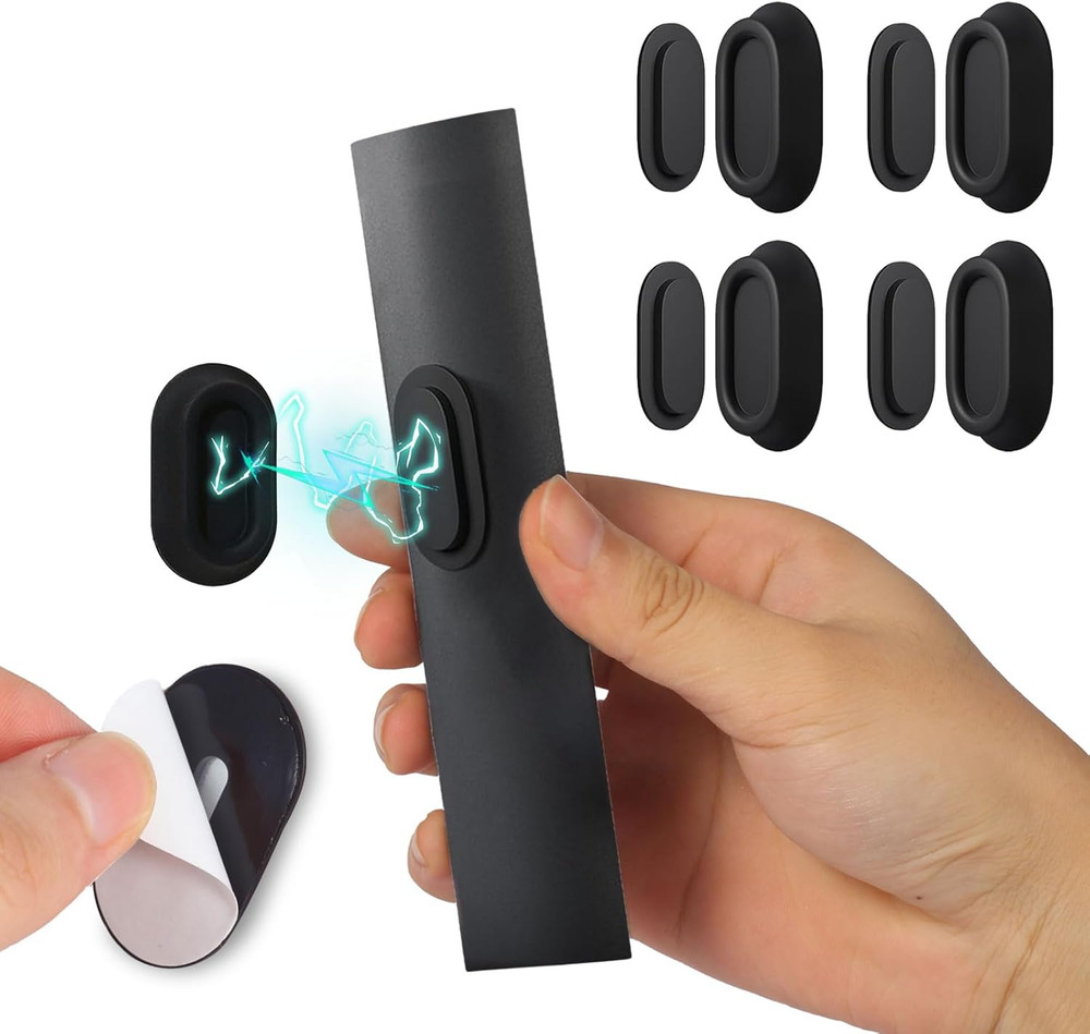Magnetic Remote Control Holder Wall Mount, 4 Pack Silicone Organizer, Black