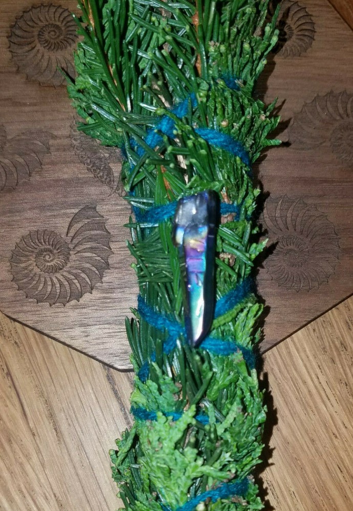 Cedar Smudge Spruce Smudge, 7", Saining, Blessed, Aura Quartz, Magic Reiki!