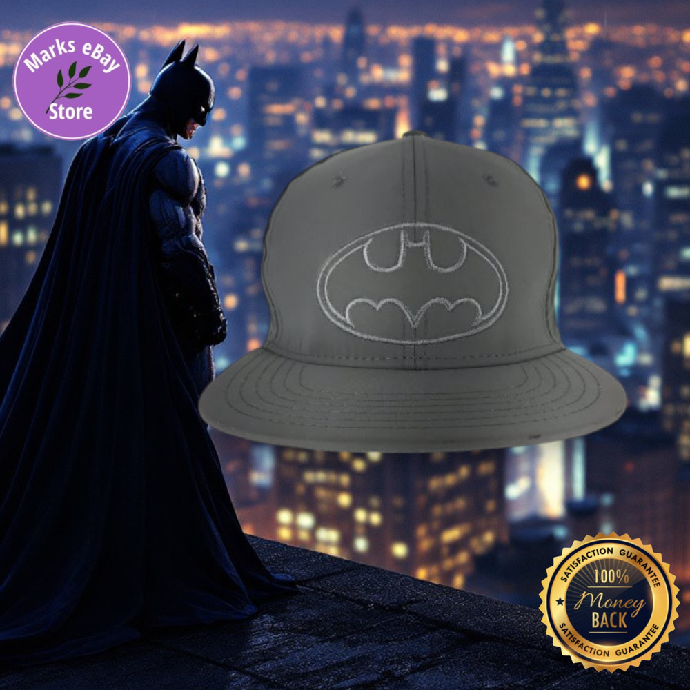 🦇 DC Comics Batman Grey Embroidered Snapback Hat Cap NWT 🦇