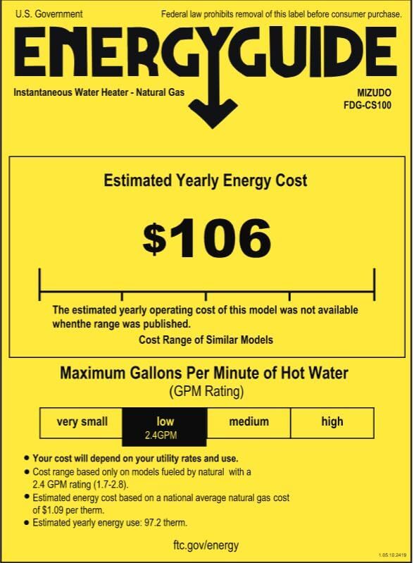 MIZUDO 4.3GPM 100000 BTU Tankless Water Heater Instant Hot On-Demand Indoor USED