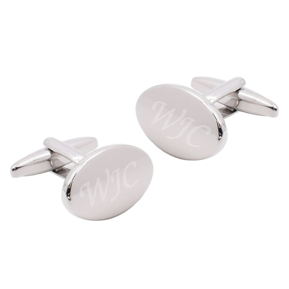 Personalised with Initials Oval Domed Cufflinks Presented in a Gift Box