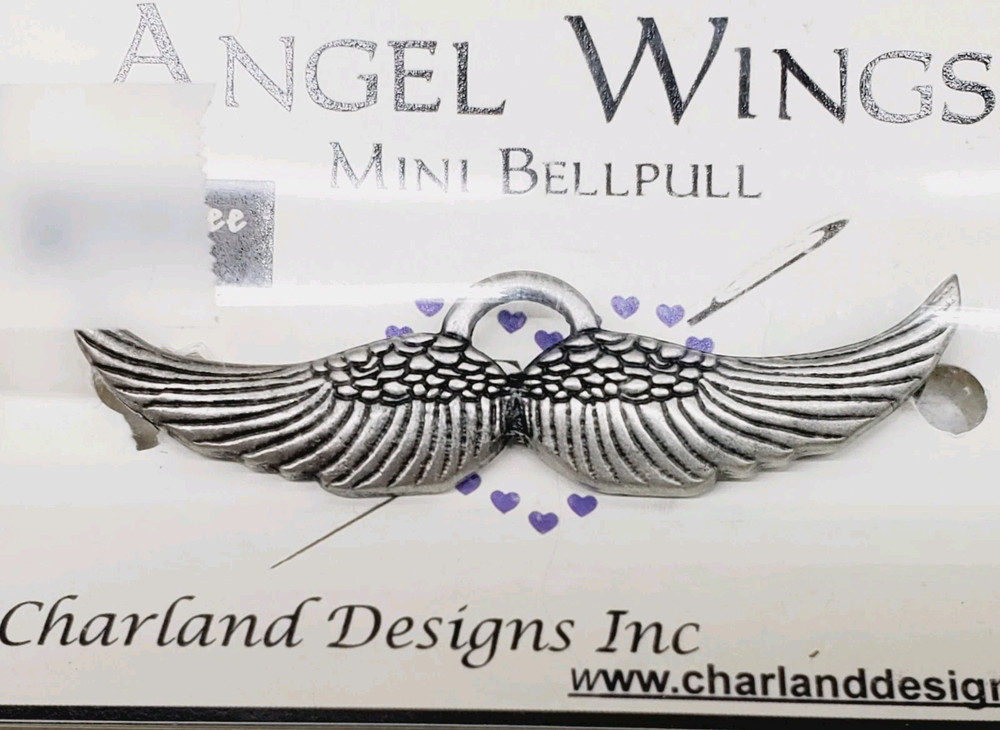 Charland Designs MINI ANGEL WINGS Pewter Bell Pull 3"