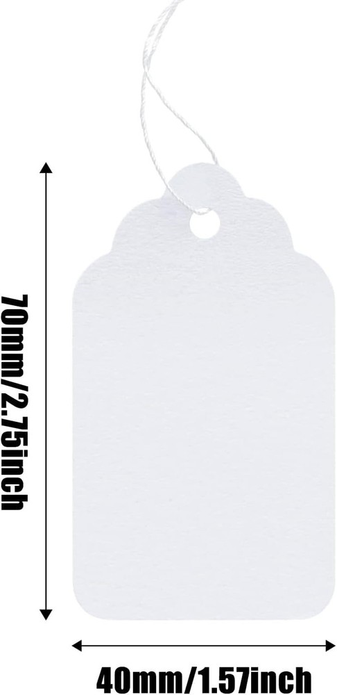 100 Marking Tags - White Price Tags with String for Jewelry Display