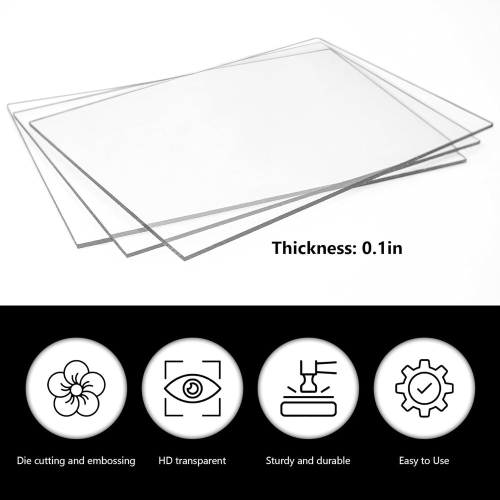 3 Pcs Clear Cutting Plate, Transparency Acrylic Pads Medium,