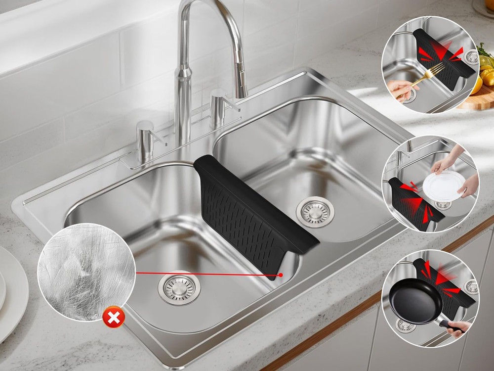 Sink Saddle, Kitchen Sink Mat, Divider Protector Mat, No Odor, Super Soft, No St