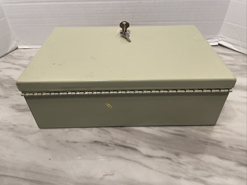 Vintage Steel Secure Lock Box Safe With Working Keys