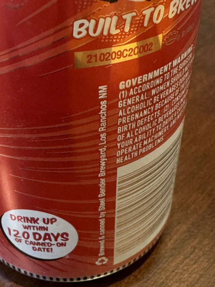 Steel Bender Raspberry Dynamite - New Mexico - Empty Beer Can Bottom Opened