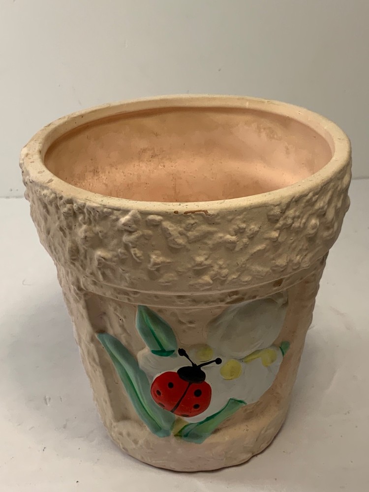 Vintage Ladybug Pottery Planter 5.25 in.