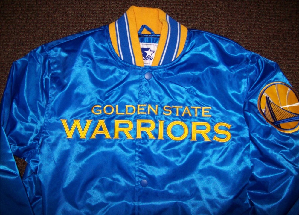 Warriors Jacket NBA Golden State STARTER Snap Down BLUE Small