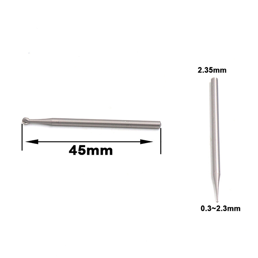 Solid Carbide Ball Needle Engraving Tool Rotary Bits 0.3-2.3mm For Jade/Plastic