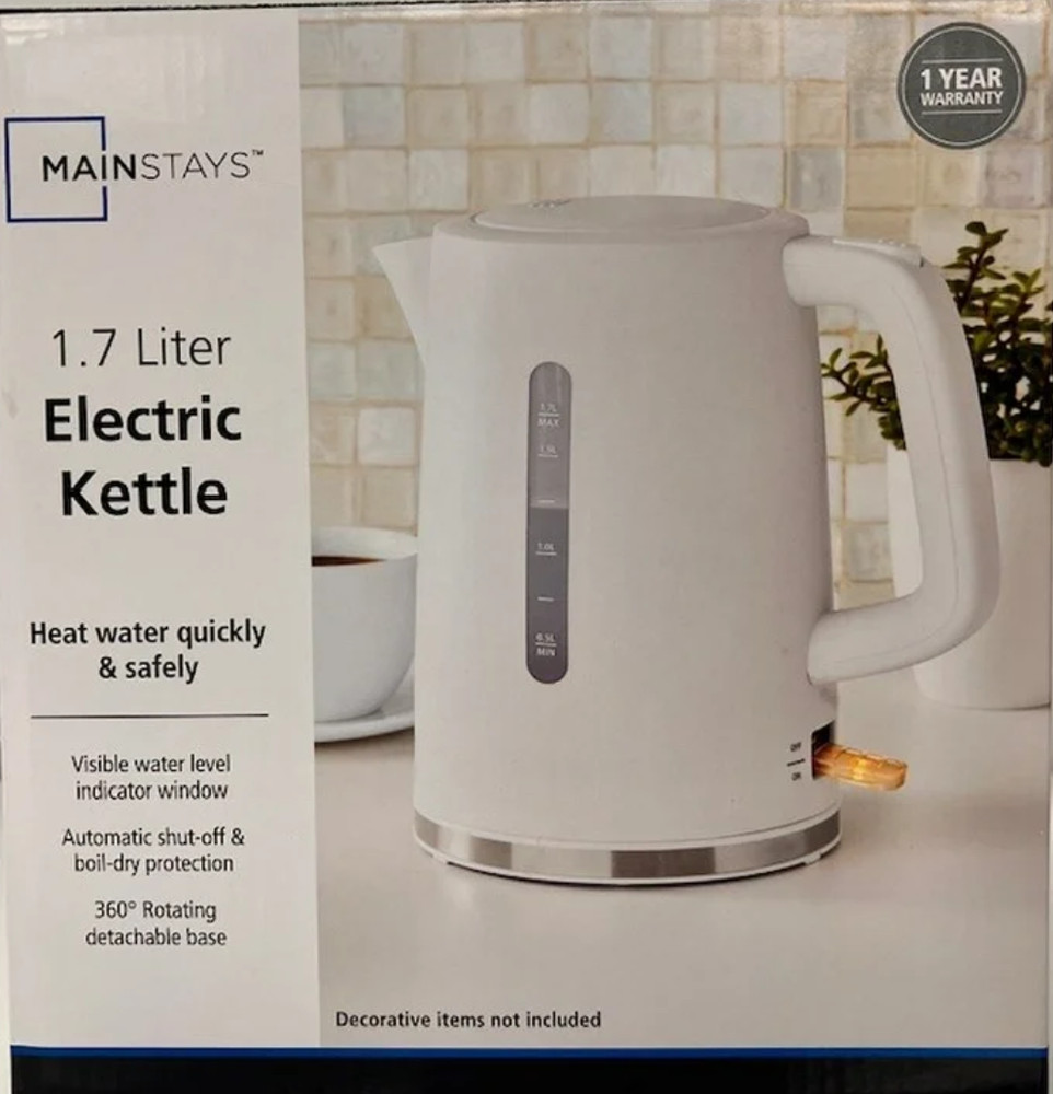 Mainstays 1.7L Electric Kettle, Auto Shut-off