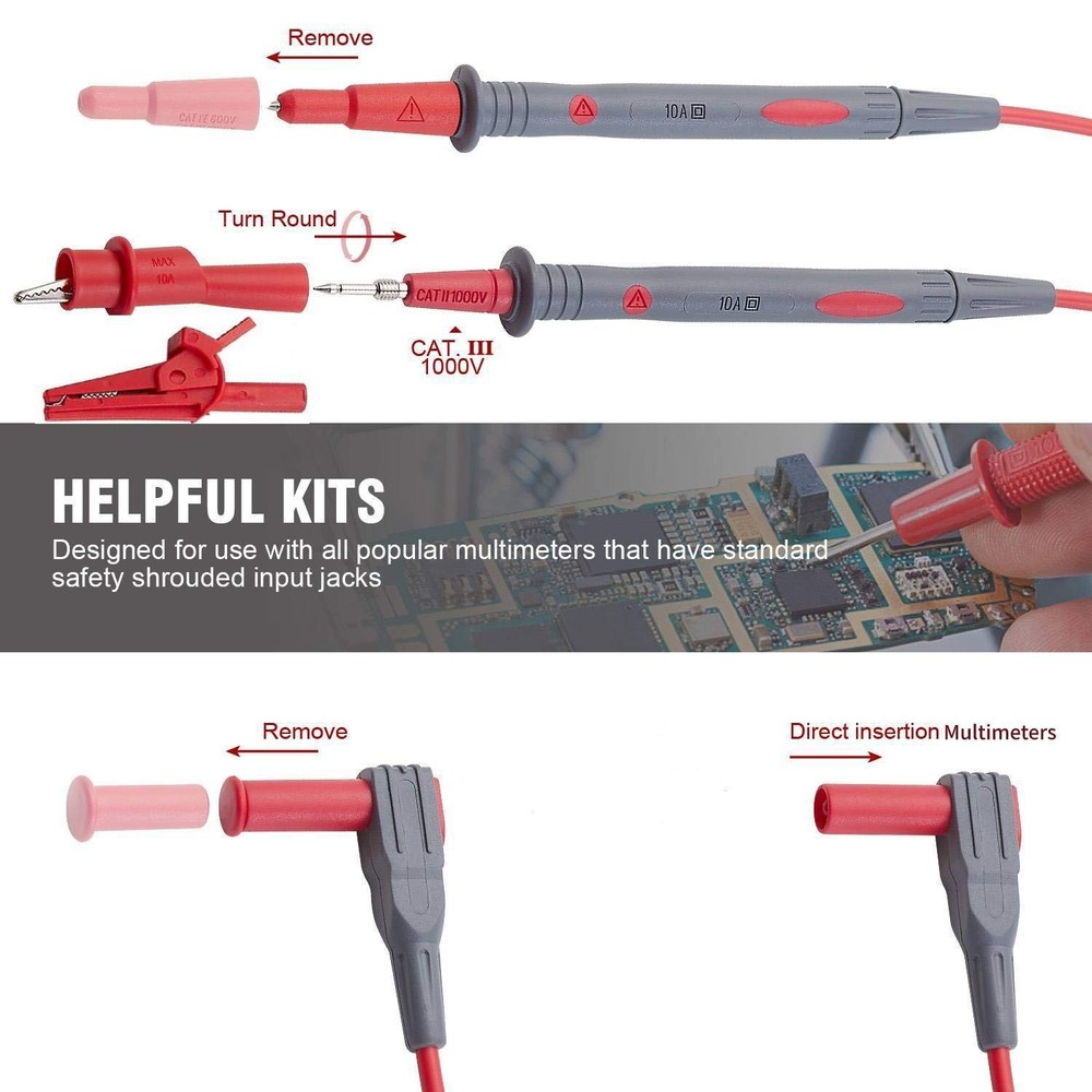 "Temperature-Resistant Test Lead Kit with Color-Coding for Easy Identification "