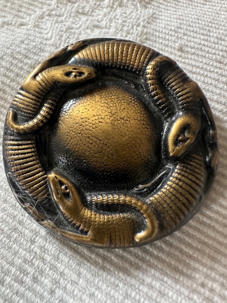 Antique Button Brass Toned Reptile Shank Button