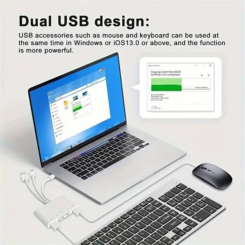 5 in 1 Multi-function TF/SD Card Reader USB OTG Adapter For iPhone/iPad/Samsung
