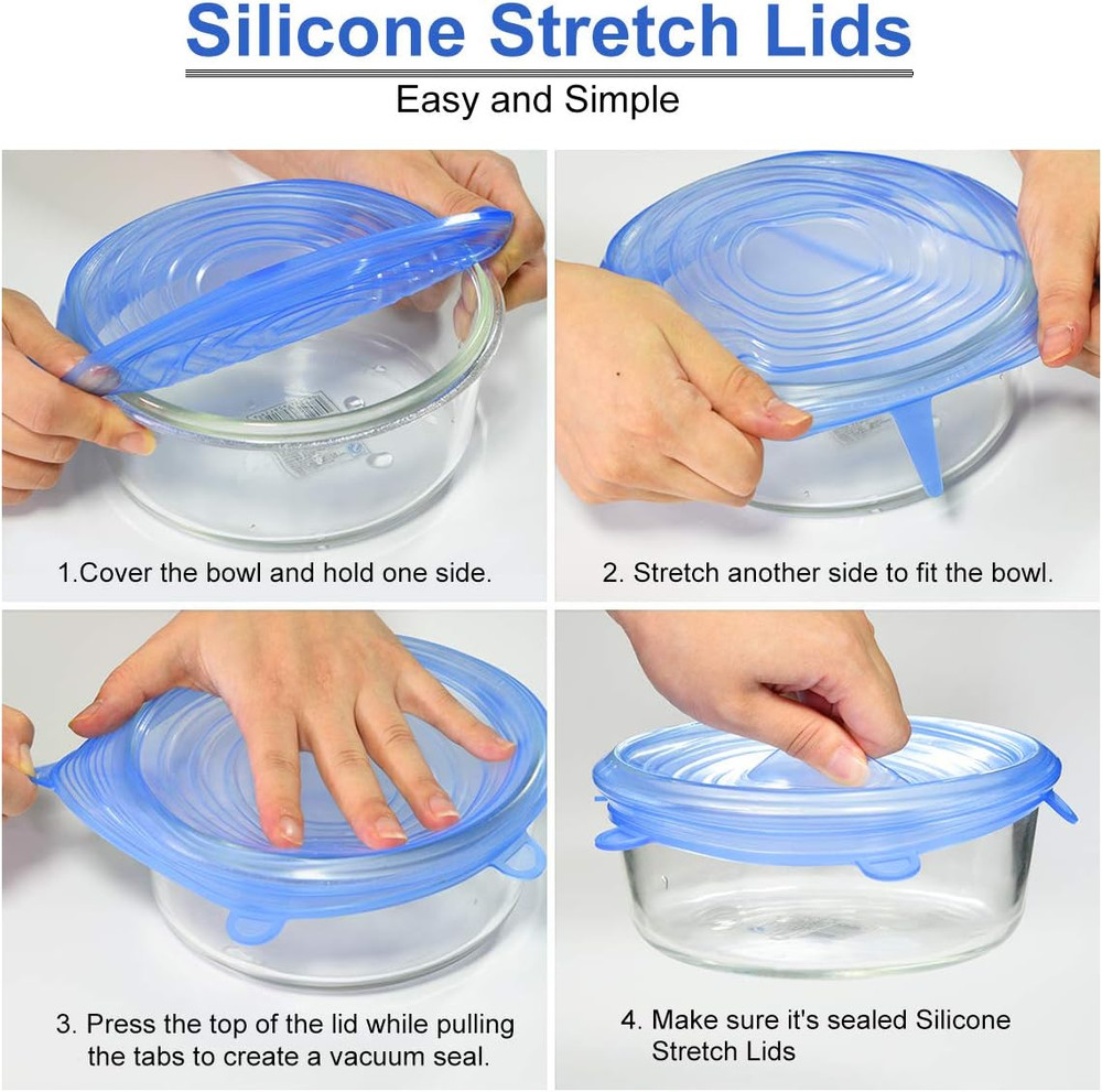 Silicone Stretch Lids 14 Pack Include 2Pcs Size up to 9.8'' Diameter,Reusable Du