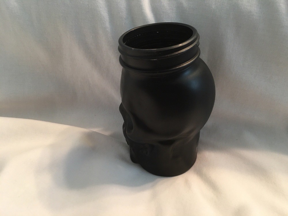 = 6'' BLACK GLASS SKULL JAR