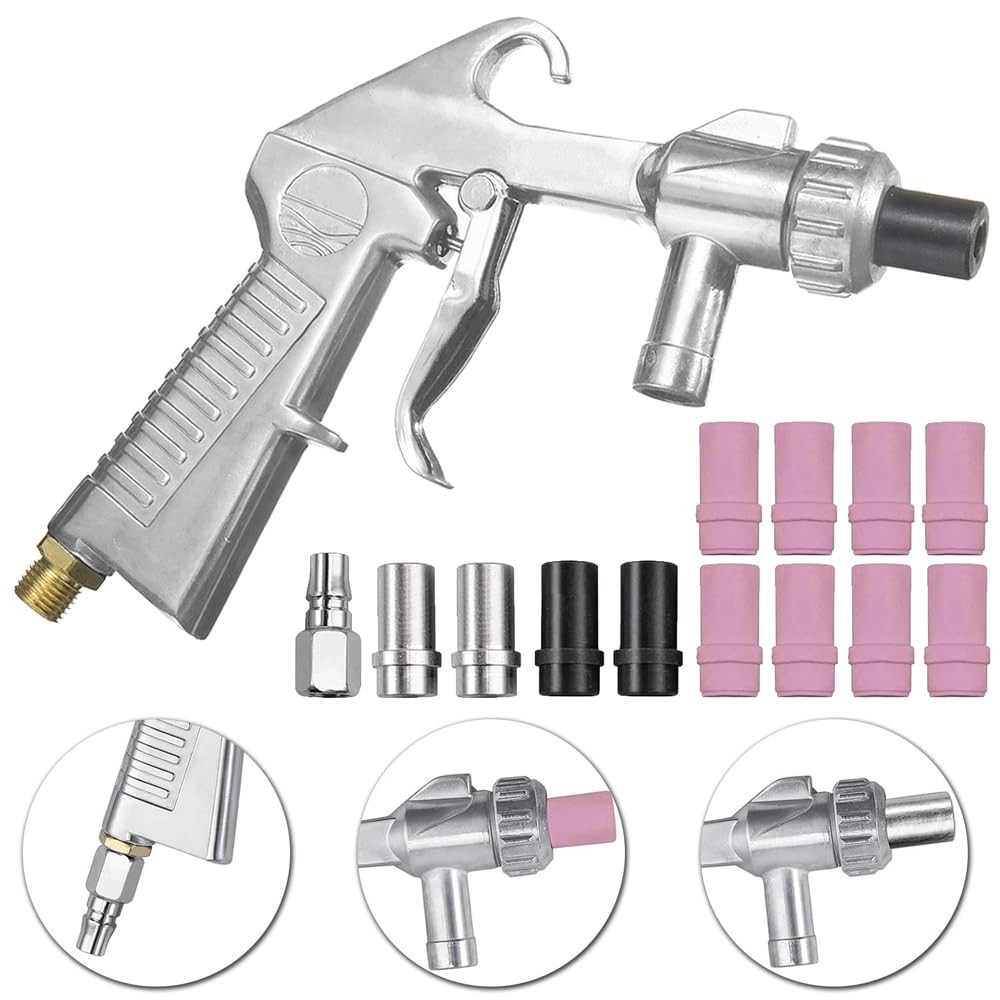 Sand Blasting Kit Sandblaster with Hose and Multiple Nozzle Sizes Rust Remove...