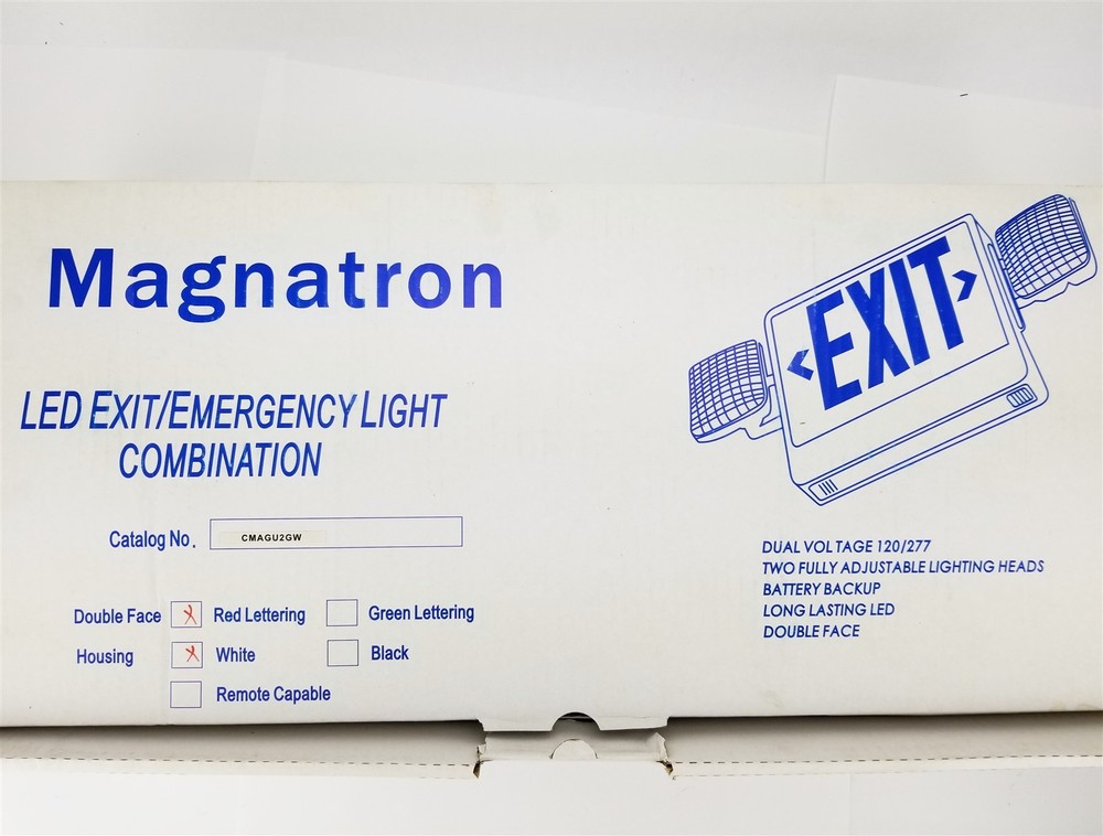 Magnatron LED EXIT/Emergency Light Combination White Double Faced CMAGU2RW