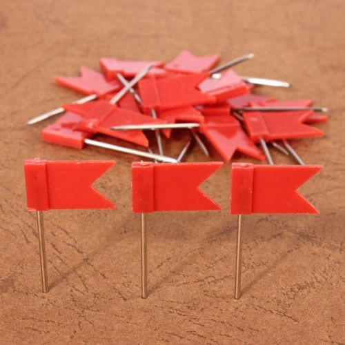 100PCS Flag Marker Shape Map Pins Cork Notice Board Push Assorted Office&Home D
