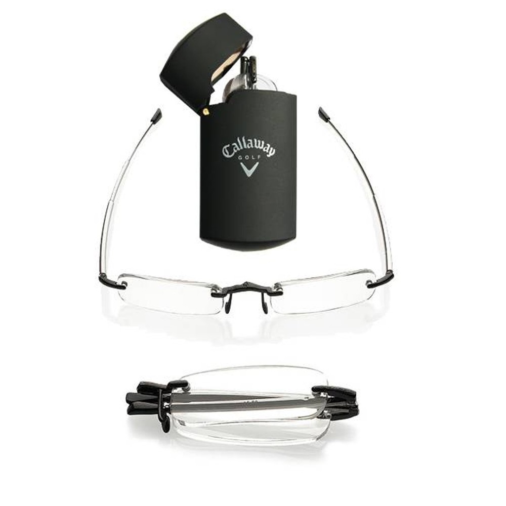 Callaway Compact Collapsible Reader Glasses w/ Flip Top Case Portable Folding