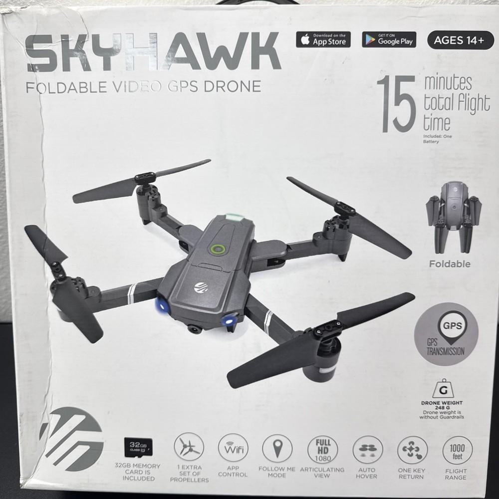 Skyhawk Foldable Video GPS Drone With Guard Rails DRONES