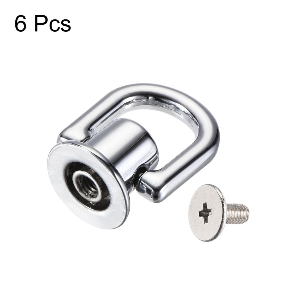 12x10mm Ball Head Button Studs with D Ring Silver White 6pcs