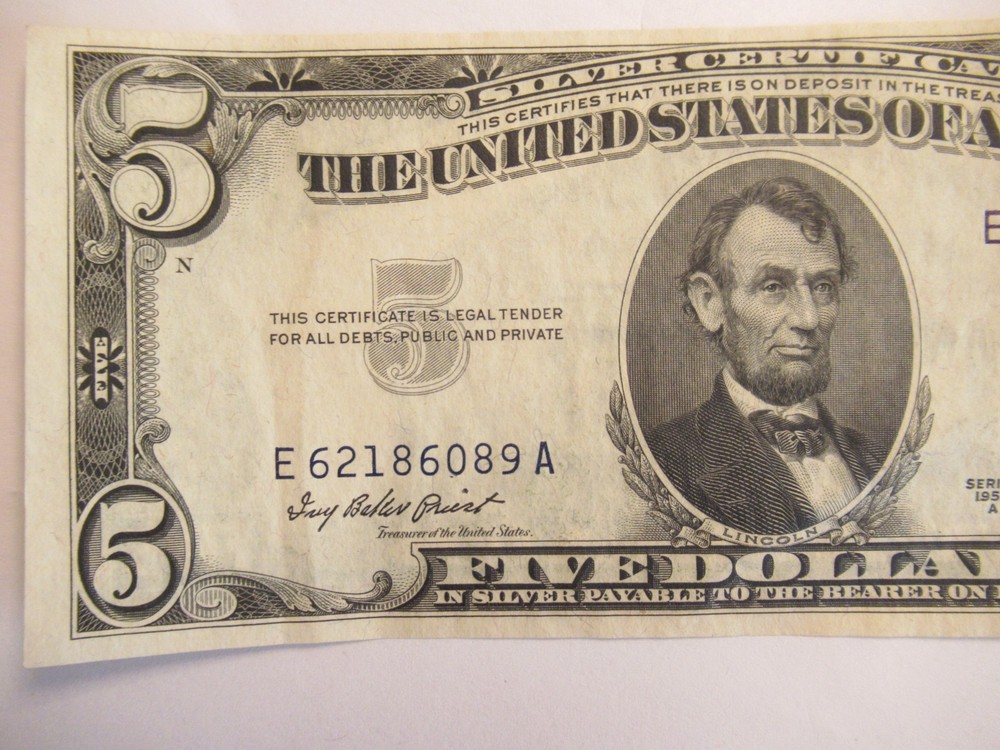 1953 A $5 US Silver Certificate