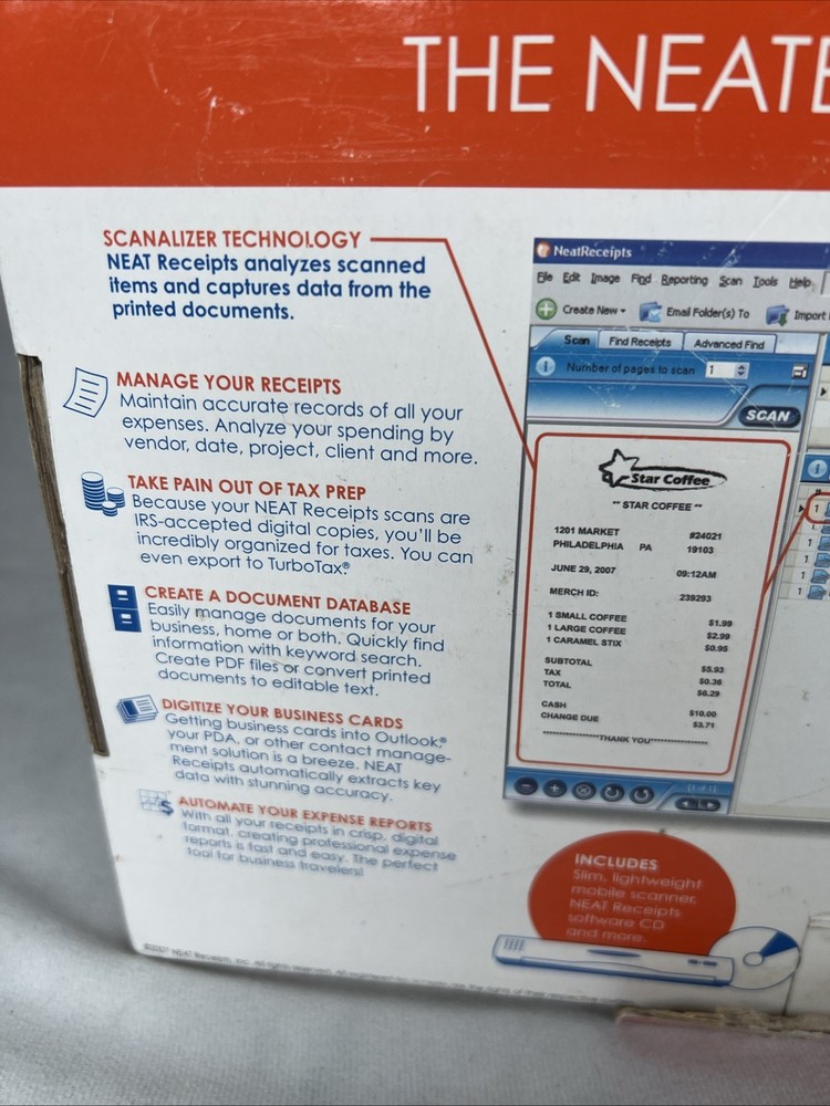 NeatReceipts Mobile Receipt and Document Scanner **No Disc**