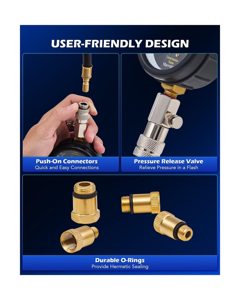 Orion Motor Tech Engine Compression Tester Kit, 9pc Cylinder Compression Test...
