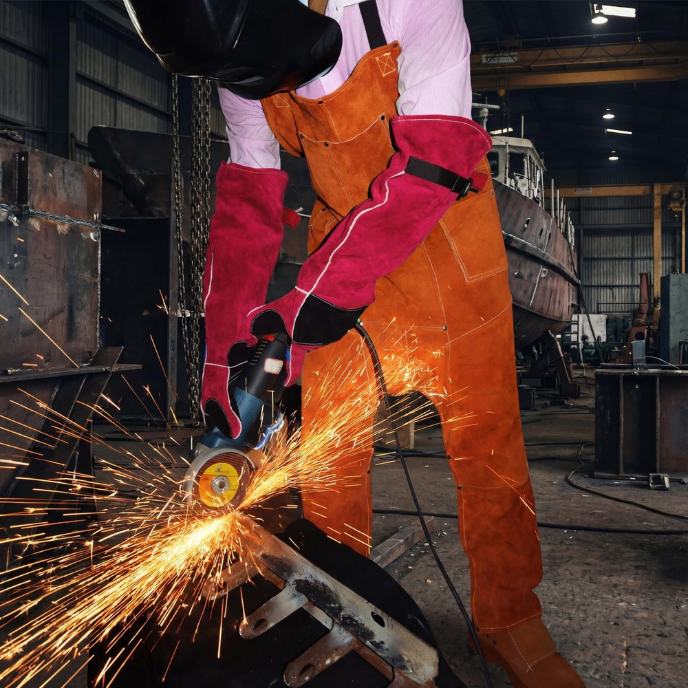 ANTAITHER Leather Welding Apron Split Leg, Heavy Duty Work Pants, Blacksmith ...