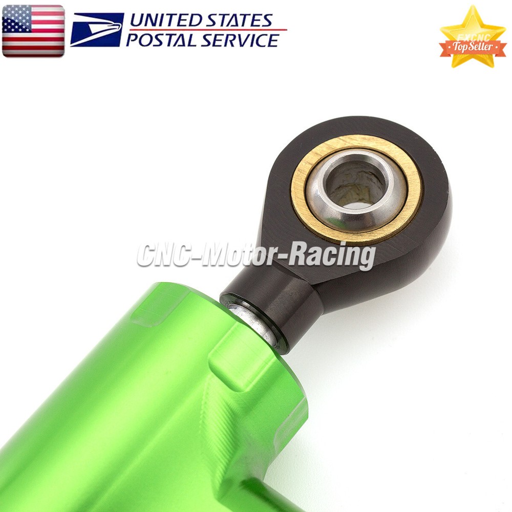 Green+Black Adjustable Steering Damper Stabilizer Linear Shock 255mm Motorcycle