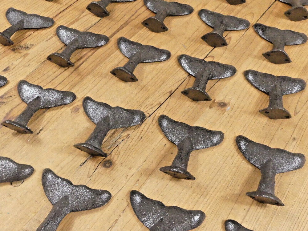 25 Cast Iron Whale Tail Hooks Coat Hat Closet Hall Tree Jacket Tale Rustic Hat