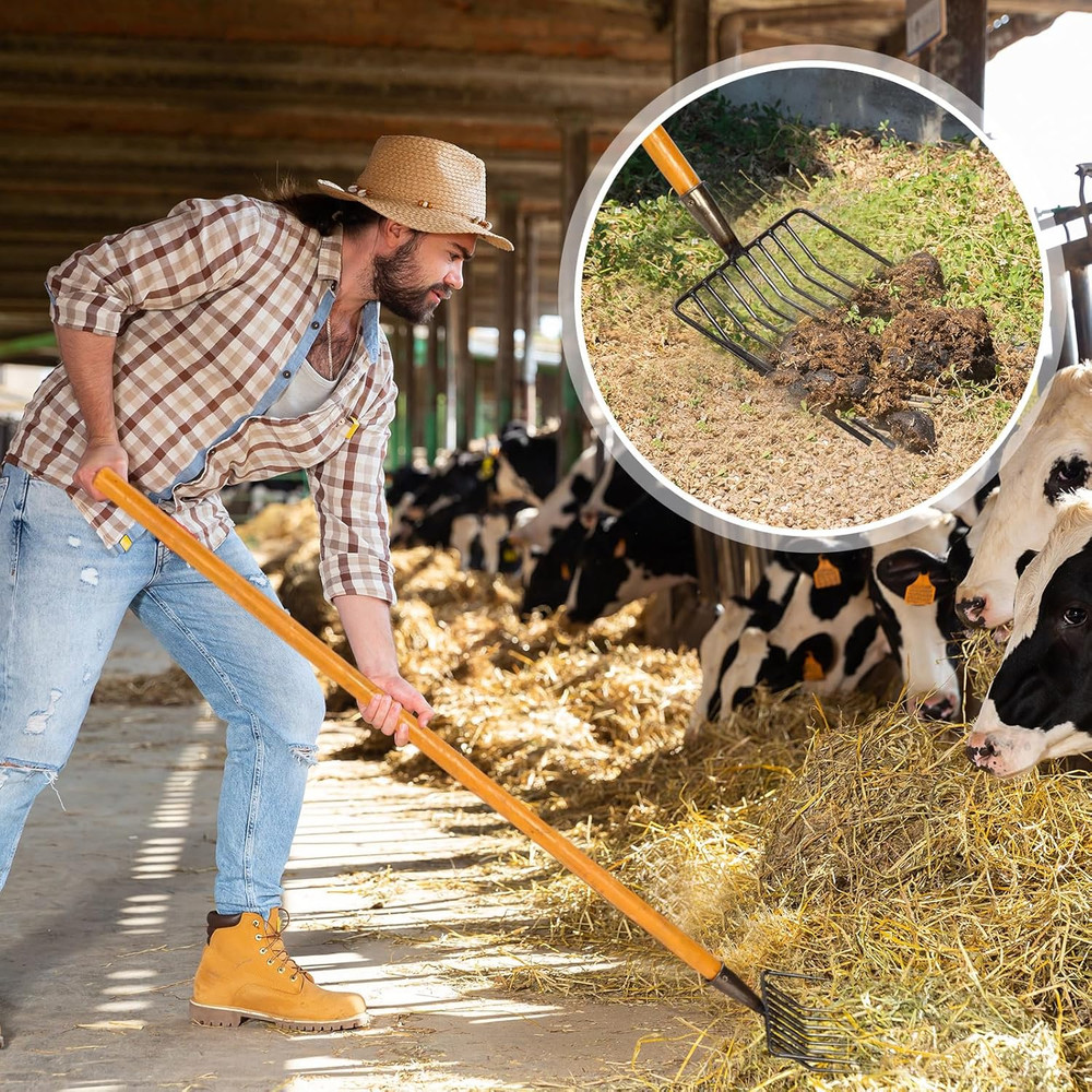 Durable 10 Tine Pitch Fork Set for Manure & Garden Work