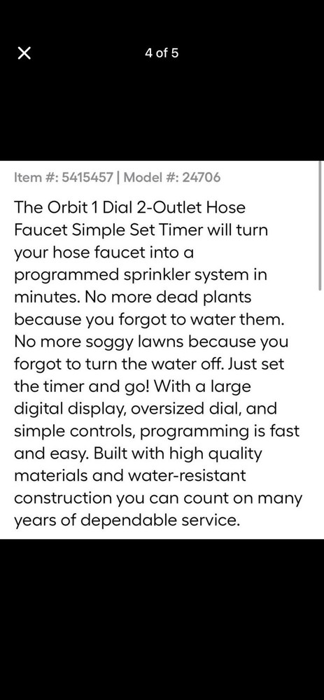Orbit 2 Output Port Stationary Digital hose end Timer