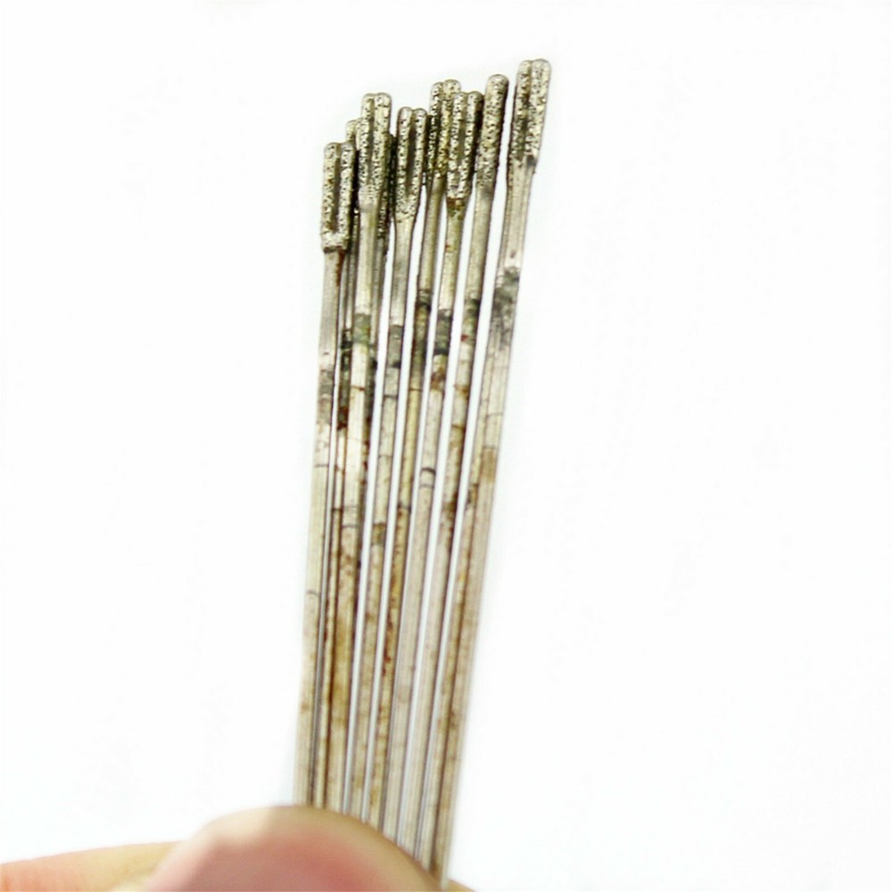 20Pcs 2mm Diamond Coated Lapidary Drill Hole Needle Solid Bits 1# Jewelry Tools