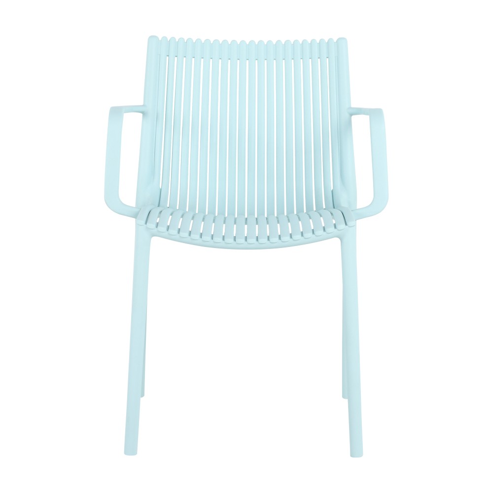 4-Pack All-Weather Polypropylene Chairs – Light Blue Stackable Lounge Chairs