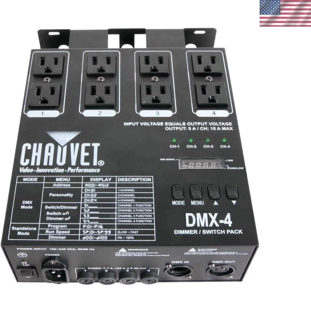 High-Performance 4-Channel DMX LED Dimmer/Relay Pack with Adjustable Speed