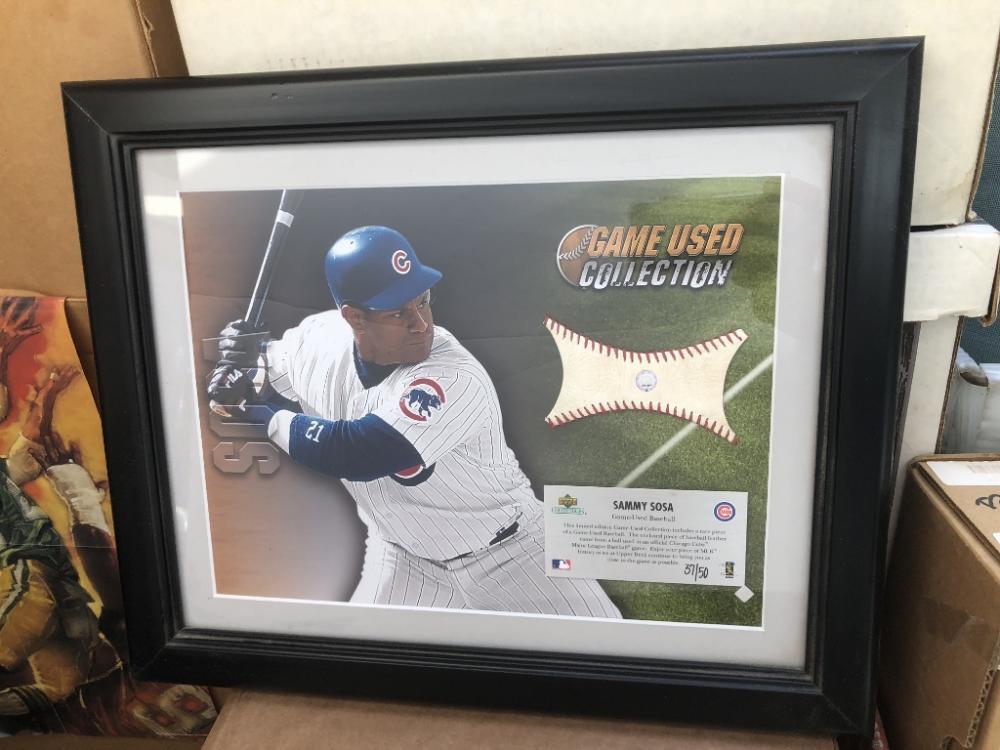 2004 Upper Deck Authenticated Sammy Sosa Game-Used Baseball Framed Photo UDA