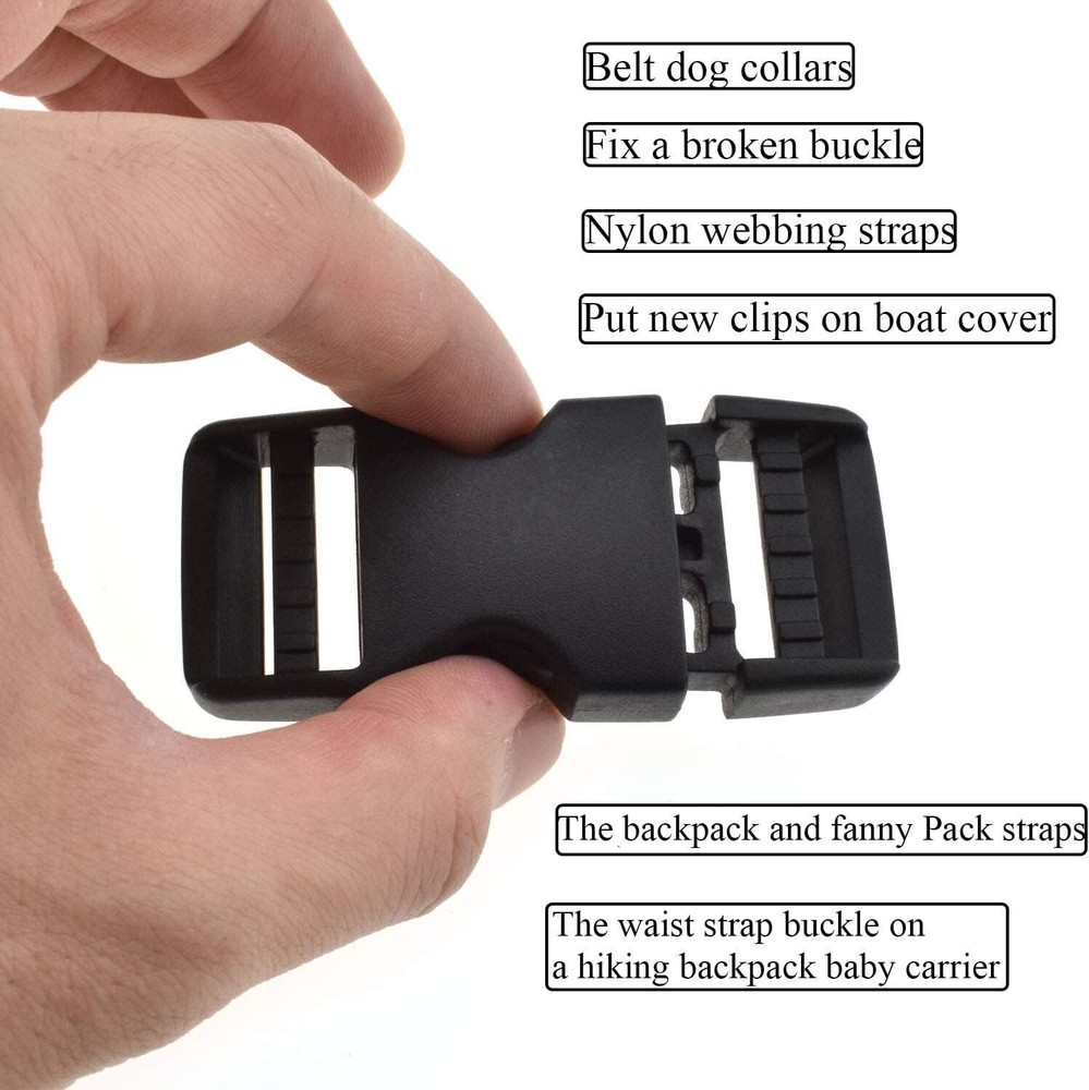 6Set Buckles for Nylon Webbing Straps 1", Quick Side Release Plastic Buckles Cli