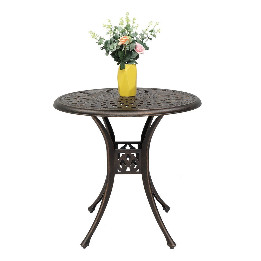 78cm Bronze Cast Aluminum Courtyard Table, Circular Diamond Top