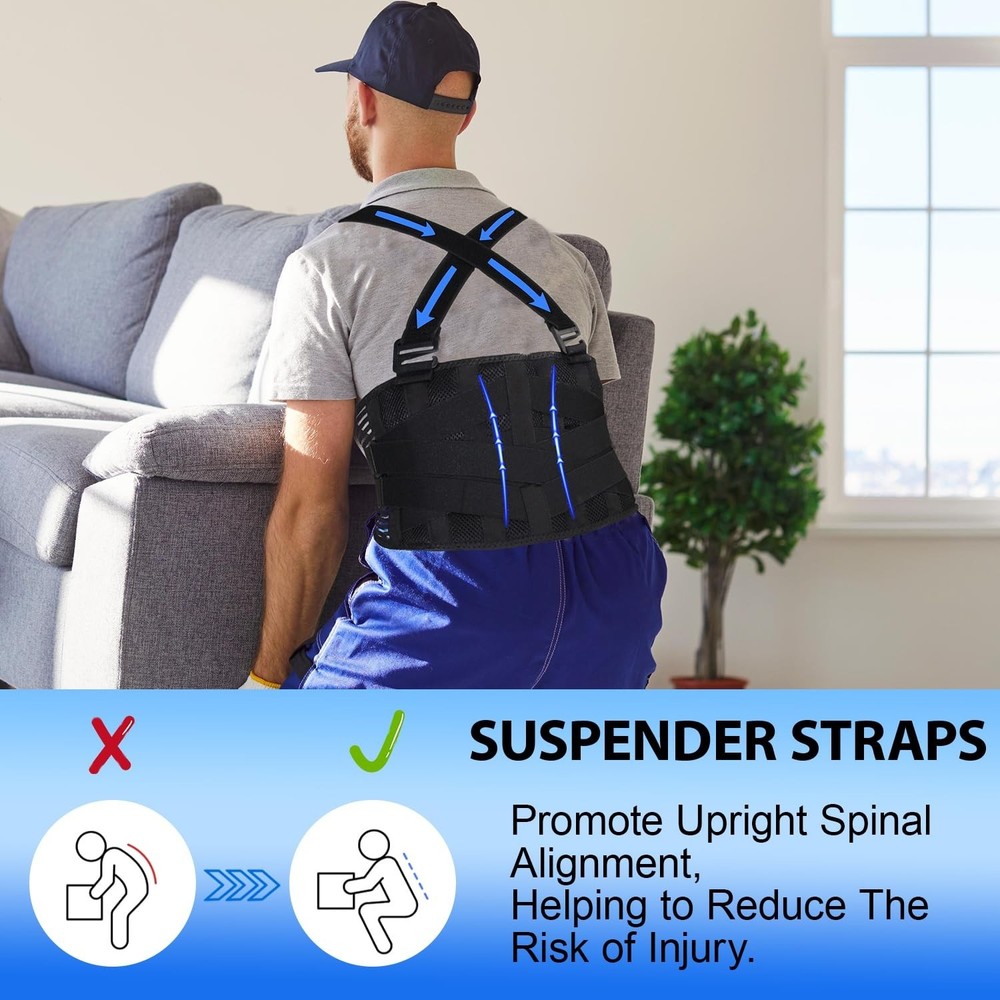 DARLIS Plus Size Back Support Belt with Removable Suspender Straps, Posture C...