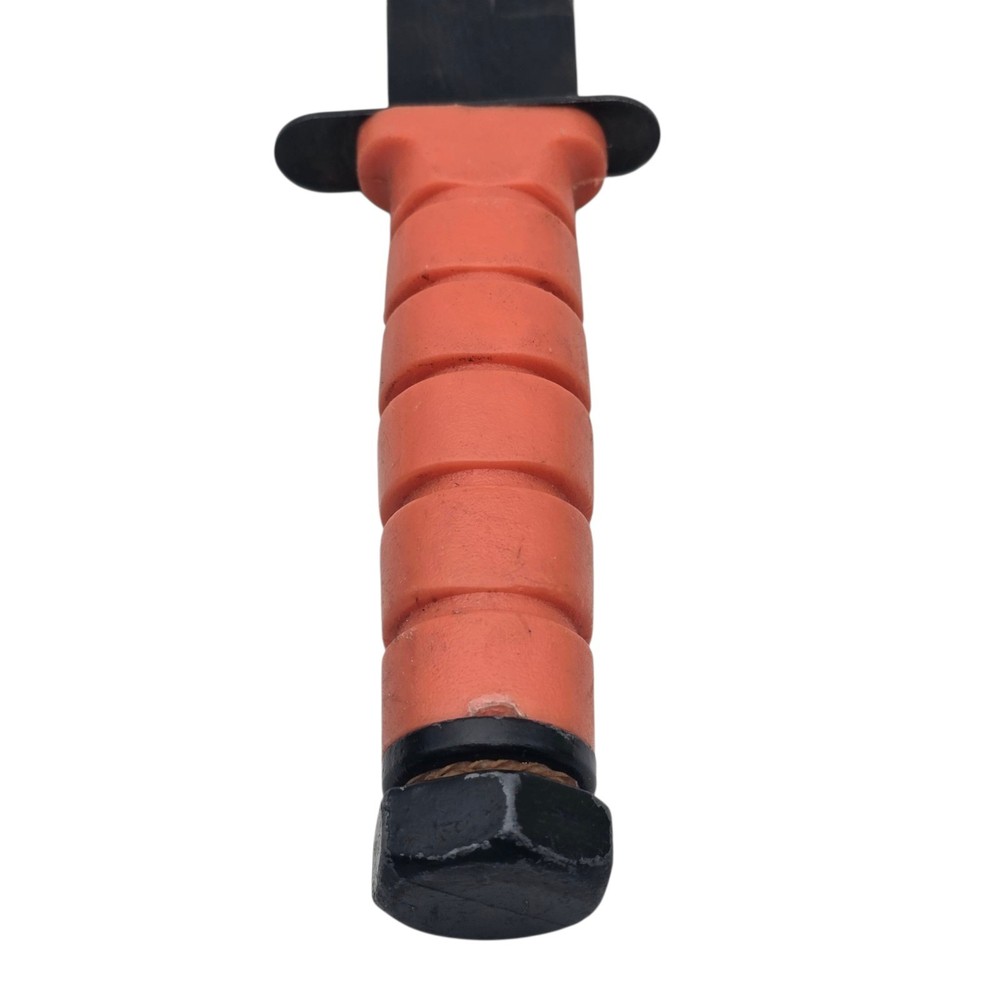 Fixed Blade Combat Utility Knife With Orange Plastic Handle Black Blade Taiwan