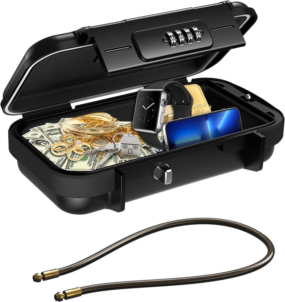 AMIR Portable Safe Box, Combination Security Case LockBox with Code, Black